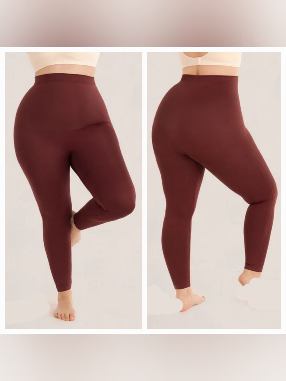 Shapermint Essentials High-Waisted Shaping Leggings Burgundy Plus Size 3x